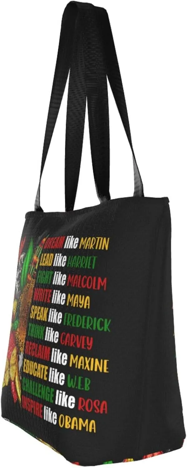 Peace Love Juneteenth Black Freedom Women's Tote Bag Lightweight Shopping Handbag Travel Shoulder Bag With Zipper