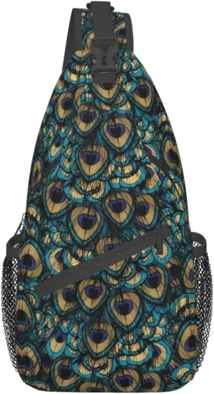 Peacock Crossbody Bag Women Shoulder Bag Backpack Cute Sling Bag Chest Casual Daypack Feather Bag Outdoor