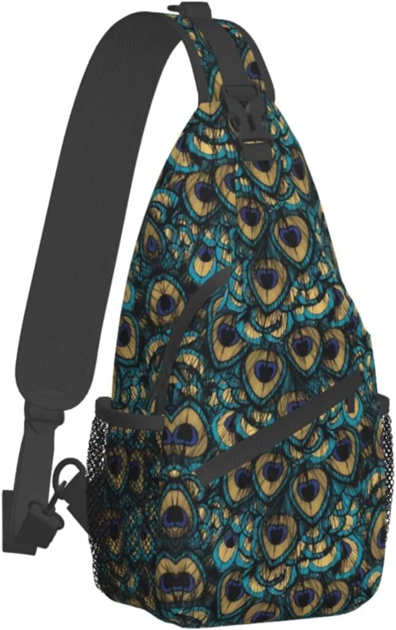 Peacock Crossbody Bag Women Shoulder Bag Backpack Cute Sling Bag Chest Casual Daypack Feather Bag Outdoor