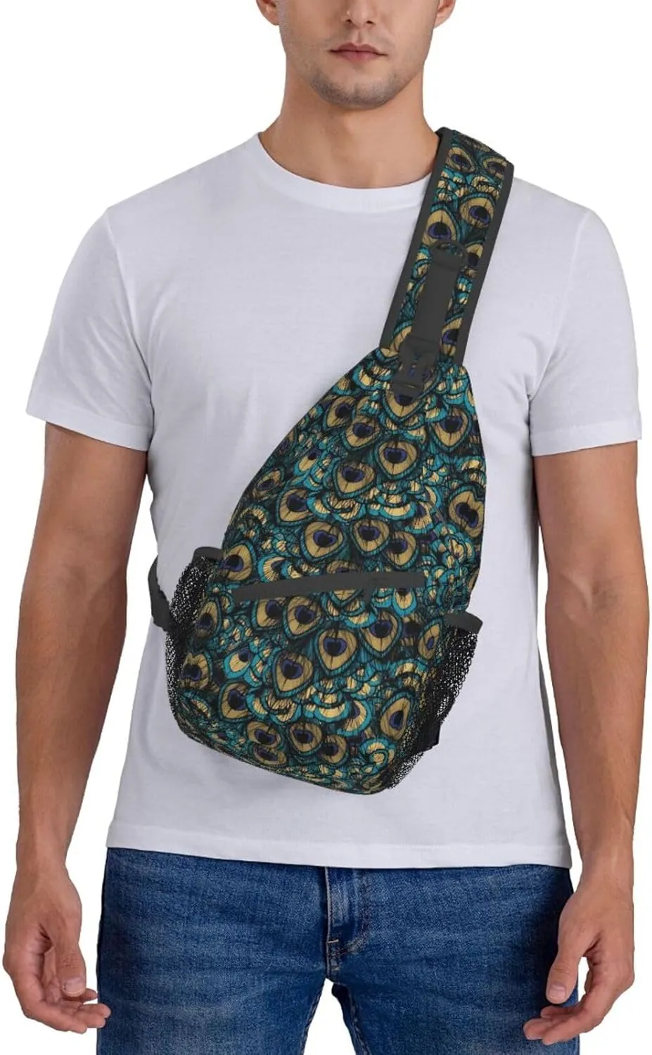 Peacock Crossbody Bag Women Shoulder Bag Backpack Cute Sling Bag Chest Casual Daypack Feather Bag Outdoor