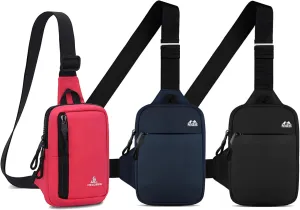 Peicees Small Crossbody Bag for Men Women Mini Sling Bag Travel Running Phone Daypack Cross Body Shoulder Bags, Rose and Dark Blue and Black