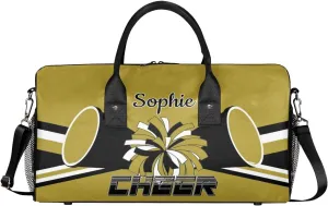 Personalized Cheer Bags for Cheerleaders Custom Sport Duffel Bag Gym Bag Travel Duffle Bag, Brown Overnight Weekender Bag with Name