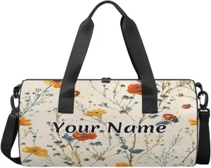 Personalized Duffel Bag for Women, Custom Ladybugs Gym Bag for Sports, Waterproof Dance Bag with Name, Lightweight Carryon Gym Bag, Wildflower