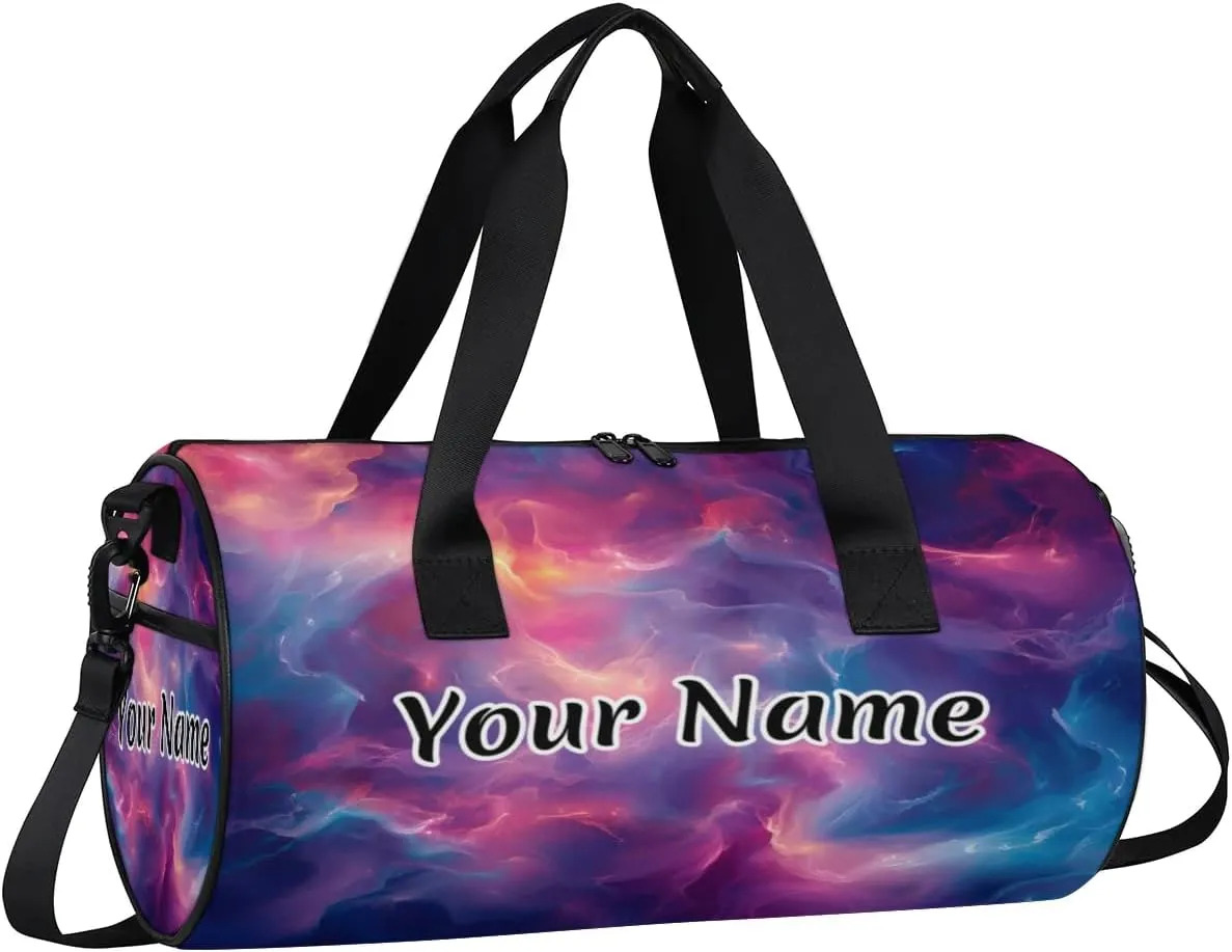 Personalized Duffel Bag for Women, Custom Liquid Texture Gym Bag for Sports, Waterproof Dance Bag with Name, Lightweight Carryon Gym Bag, Rainbow