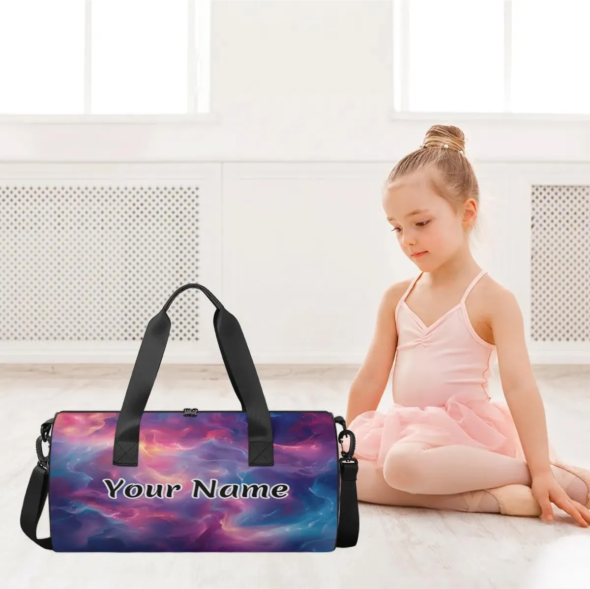 Personalized Duffel Bag for Women, Custom Liquid Texture Gym Bag for Sports, Waterproof Dance Bag with Name, Lightweight Carryon Gym Bag, Rainbow