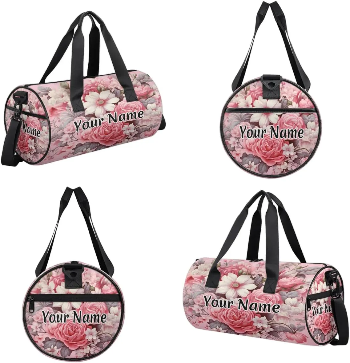 Personalized Duffel Bag for Women, Custom Peony Rose Flower Gym Bag for Sports, Waterproof Dance Bag with Name, Lightweight Carryon Gym Bag, Wild Flowers