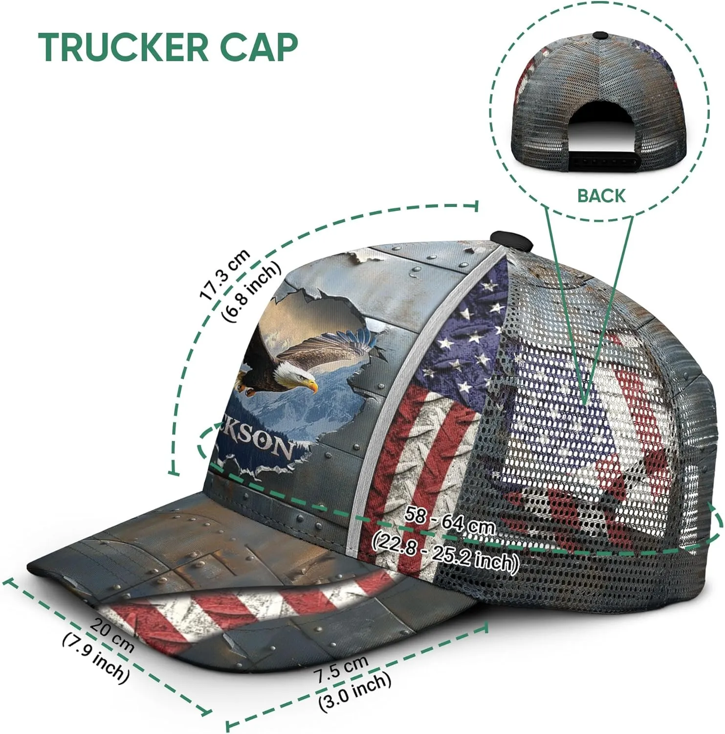 Personalized Eagle Baseball Cap, Eagle Hat, Adjustable Custom Name Men's Hat, Outdoor Birthday Gift for Dad, Father Day