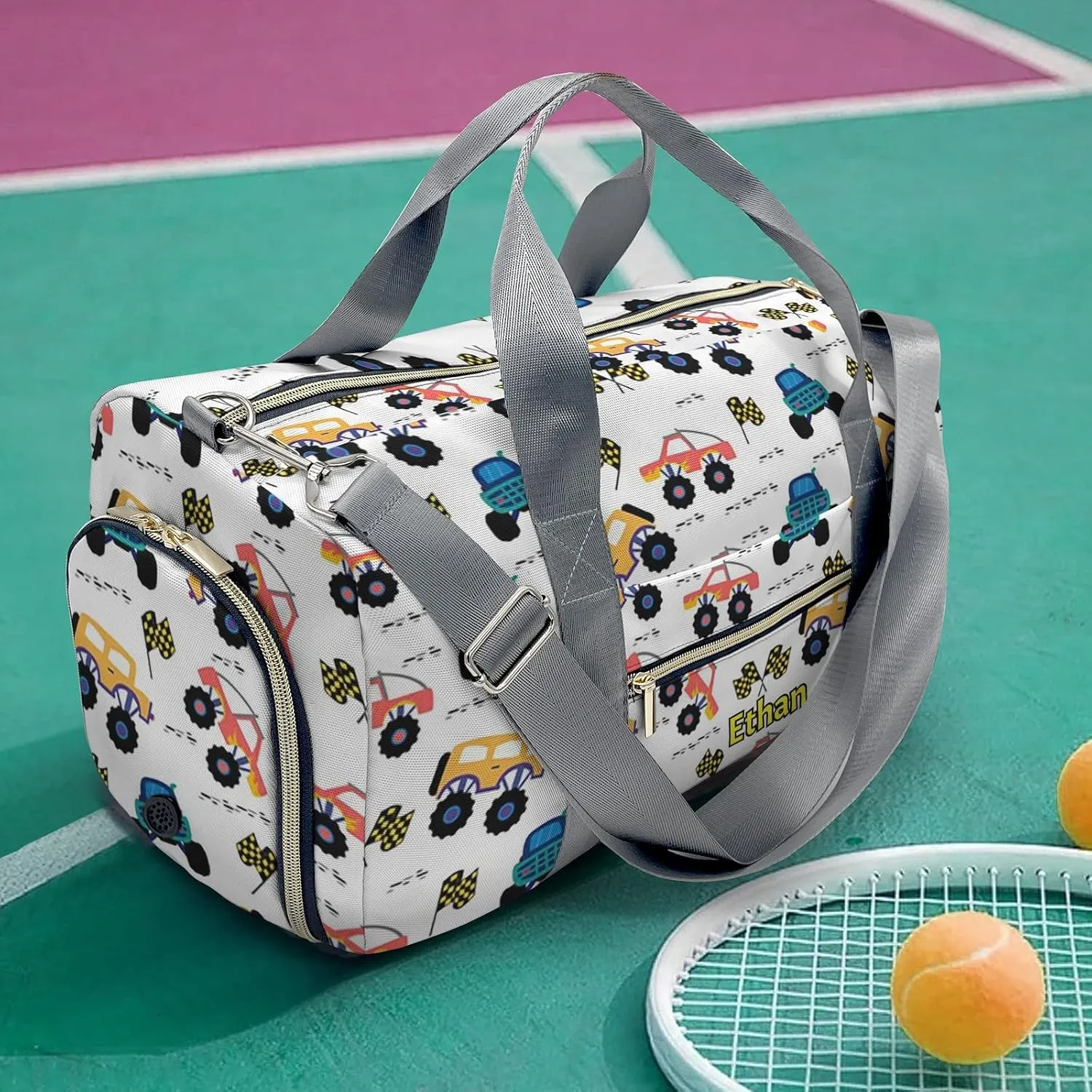 Personalized Gift Duffel Bag Blue Flag FUN Truck Travel in Style: Trendy Bags for Sport and Leisure