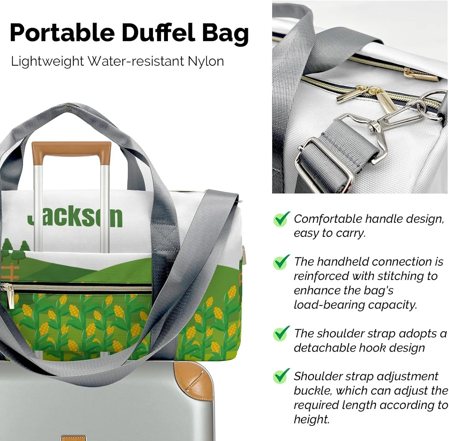 Personalized Gift Duffel Bag Farm Life Chicken Corn Travel in Style: Trendy Bags for Sport and Leisure