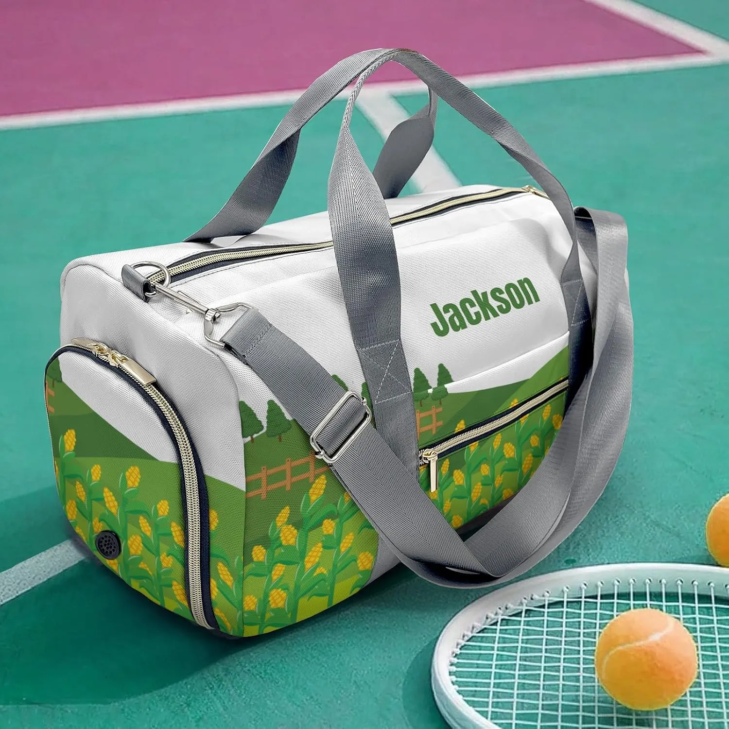 Personalized Gift Duffel Bag Farm Life Chicken Corn Travel in Style: Trendy Bags for Sport and Leisure