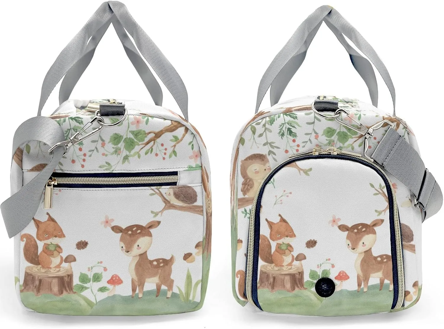 Personalized Gift Duffel Bag Woodland Squirrel Deer Owl Hedgehog Travel in Style: Trendy Bags for Sport and Leisure