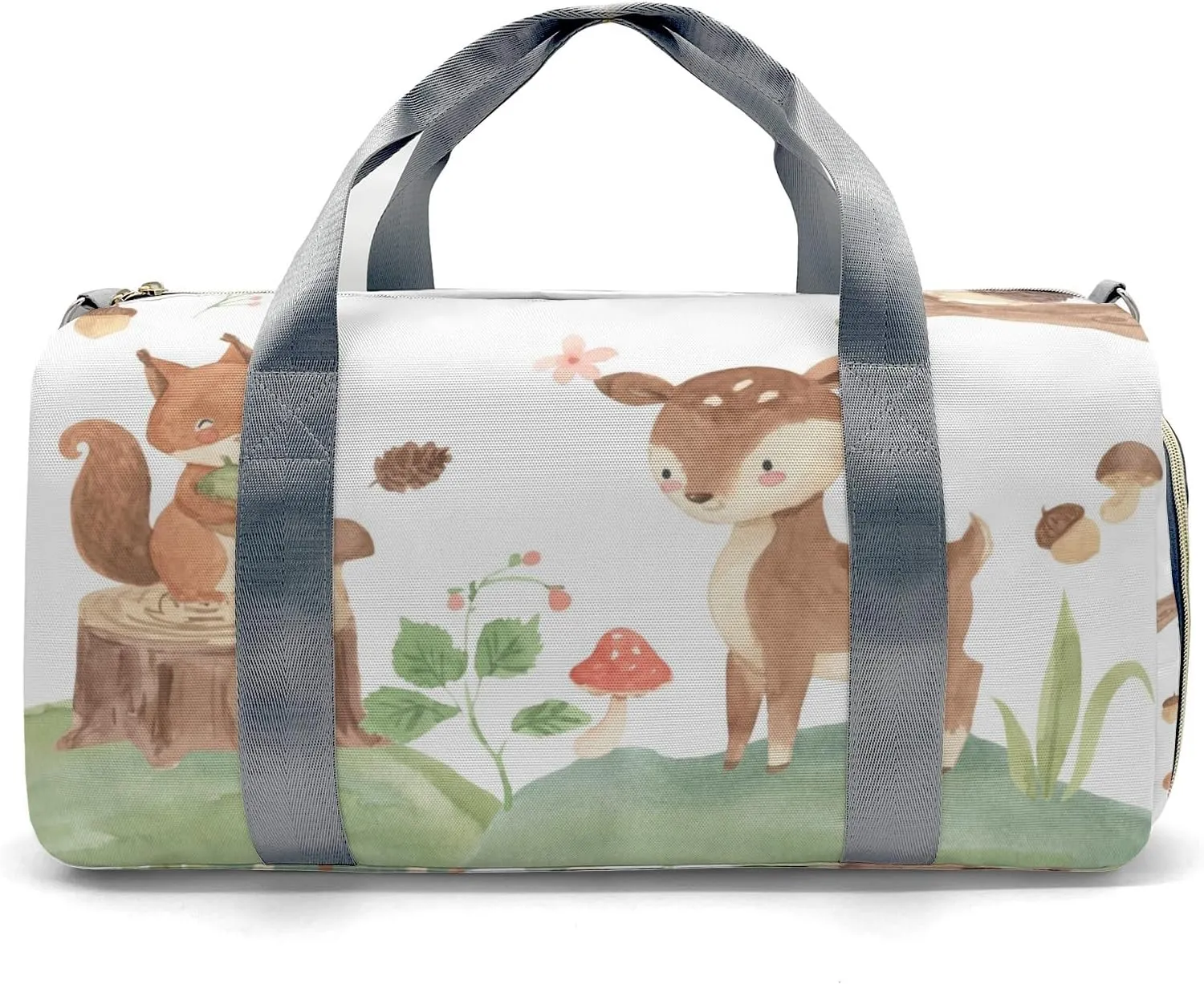 Personalized Gift Duffel Bag Woodland Squirrel Deer Owl Hedgehog Travel in Style: Trendy Bags for Sport and Leisure
