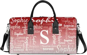 Personalized Name Sport Duffel Bag with Initial, Custom Gym Bag Dance Duffel Bag for Women, Monogrammed Gifts Customized Overnight Weekender Bag, Deep Red Gradient