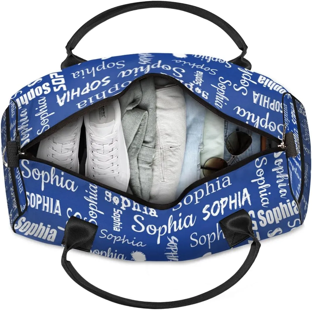 Personalized Travel Duffel Bag for Cheerleader, Custom Cheer Gym Bag Sport Bag, Cheerleading Weekender Overnight Bag for Women Gifts for Birthday Brides, Cobalt Blue