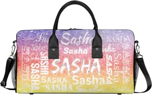 Personalized Travel Duffel Bag with Name, Custom Gymnastics Cheer Dance Gym Duffel Bag for Women Men Overnight Weekender Bag Birthday Gifts, Glitter Theme (No Glitter)