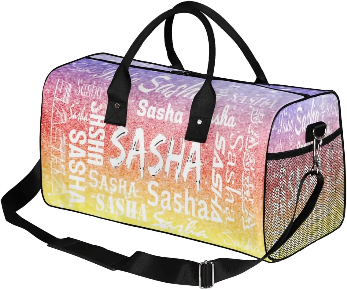 Personalized Travel Duffel Bag with Name, Custom Gymnastics Cheer Dance Gym Duffel Bag for Women Men Overnight Weekender Bag Birthday Gifts, Glitter Theme (No Glitter)