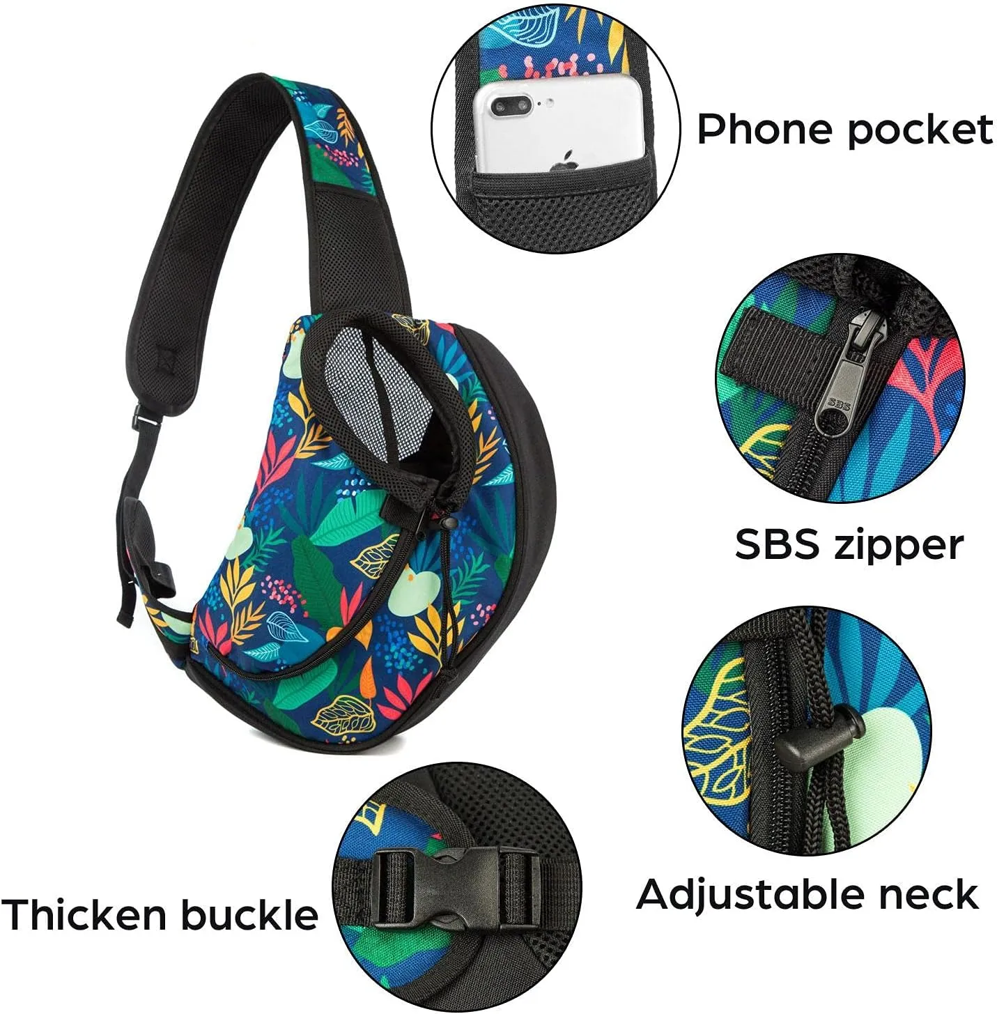 Pet Dog Sling Carrier Breathable Mesh Sling Bag Safe Hands Free Adjustable Dog Satchel for Small Dogs Cats to Outdoor Travel