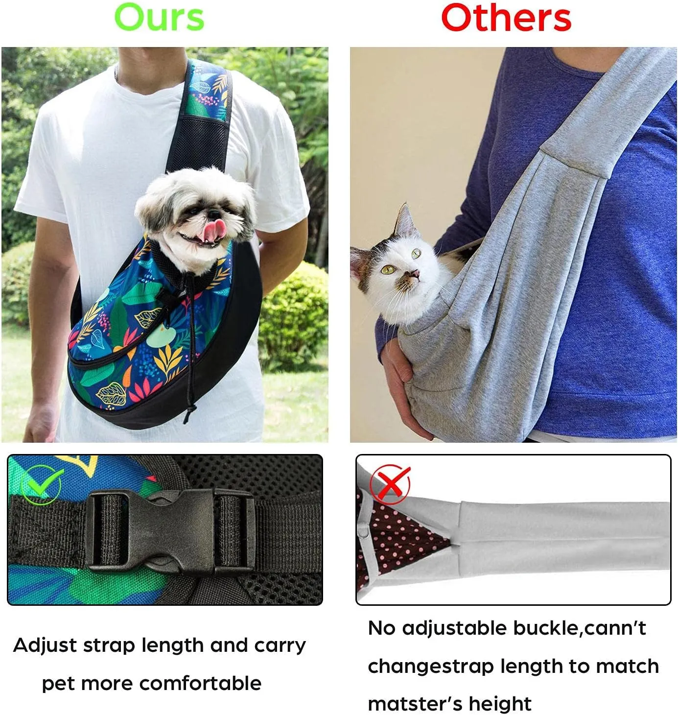 Pet Dog Sling Carrier Breathable Mesh Sling Bag Safe Hands Free Adjustable Dog Satchel for Small Dogs Cats to Outdoor Travel