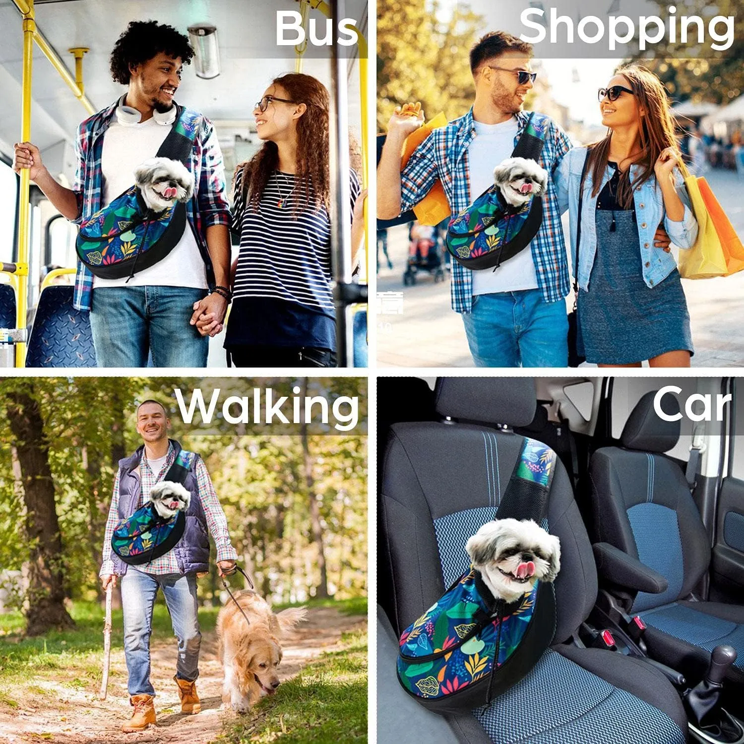 Pet Dog Sling Carrier Breathable Mesh Sling Bag Safe Hands Free Adjustable Dog Satchel for Small Dogs Cats to Outdoor Travel