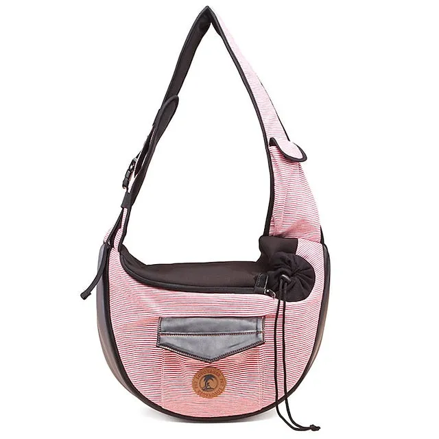 pet sling, small pets puppy dog cat sling carrier bag hands-free with adjustable padded strap front pouch single shoulder bag carrying tote for outdoor walking (grey)