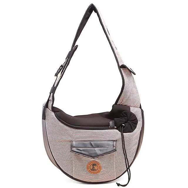 pet sling, small pets puppy dog cat sling carrier bag hands-free with adjustable padded strap front pouch single shoulder bag carrying tote for outdoor walking (grey)