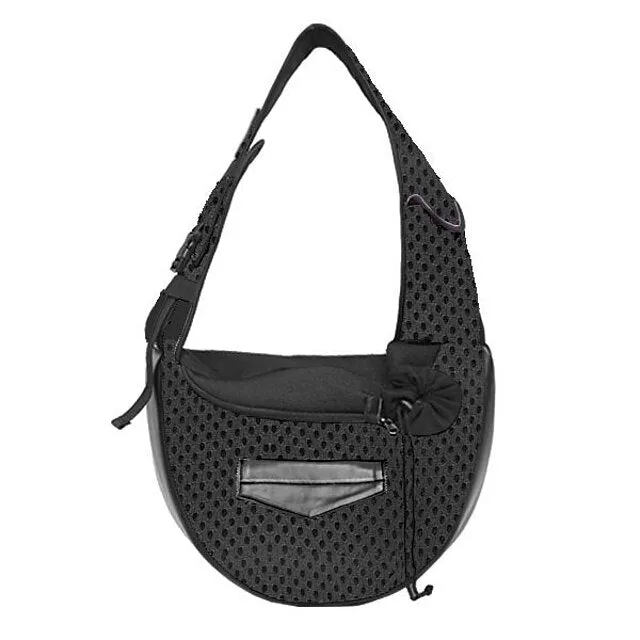 pet sling, small pets puppy dog cat sling carrier bag hands-free with adjustable padded strap front pouch single shoulder bag carrying tote for outdoor walking (grey)