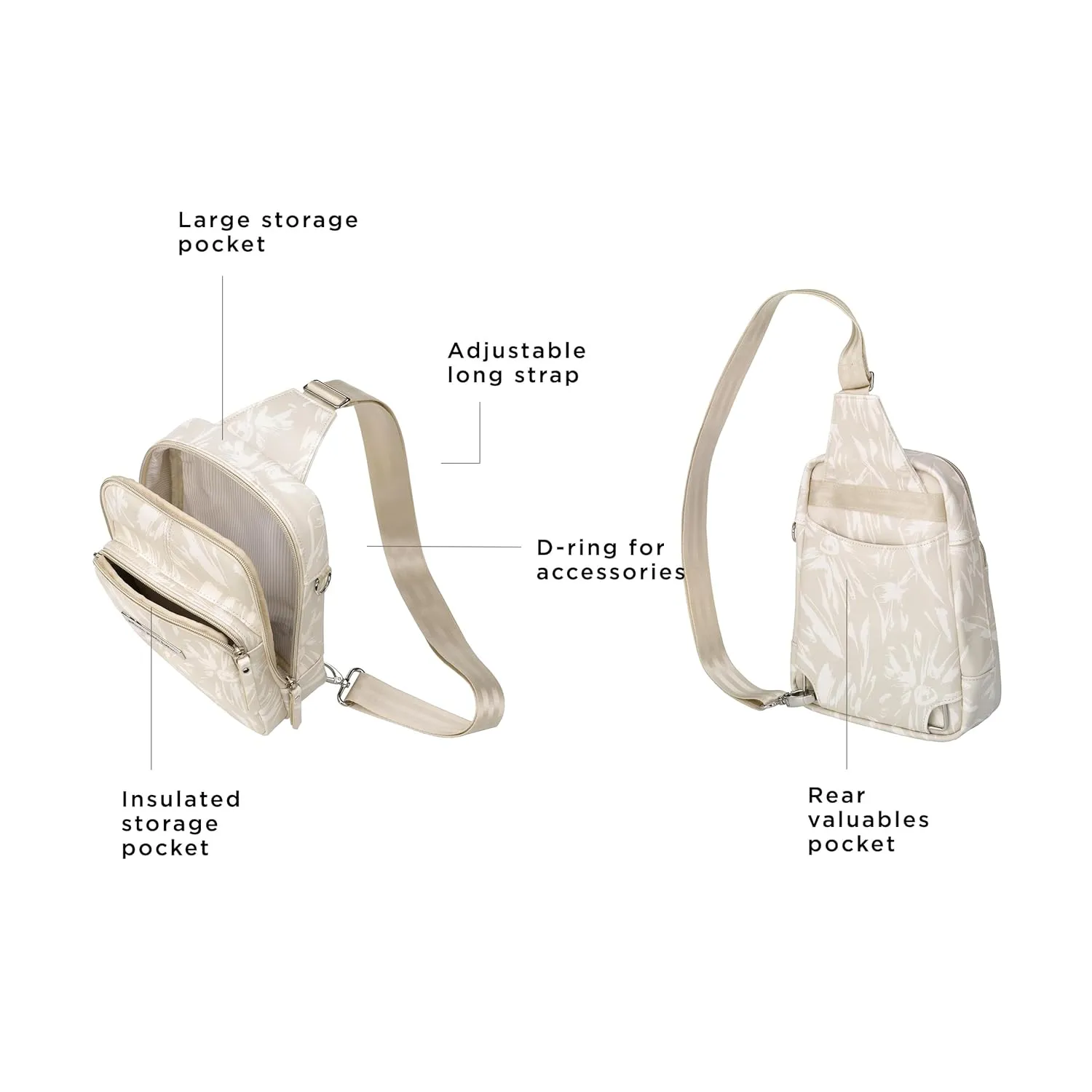 Petunia Pickle Bottom Criss-Cross Sling Bag, Crossbody for Women and Men, Adjustable Straps for a Custom-Fit, Spacious Main Pocket, Perfect for Travel & Everyday Use (Linen Blossoms)