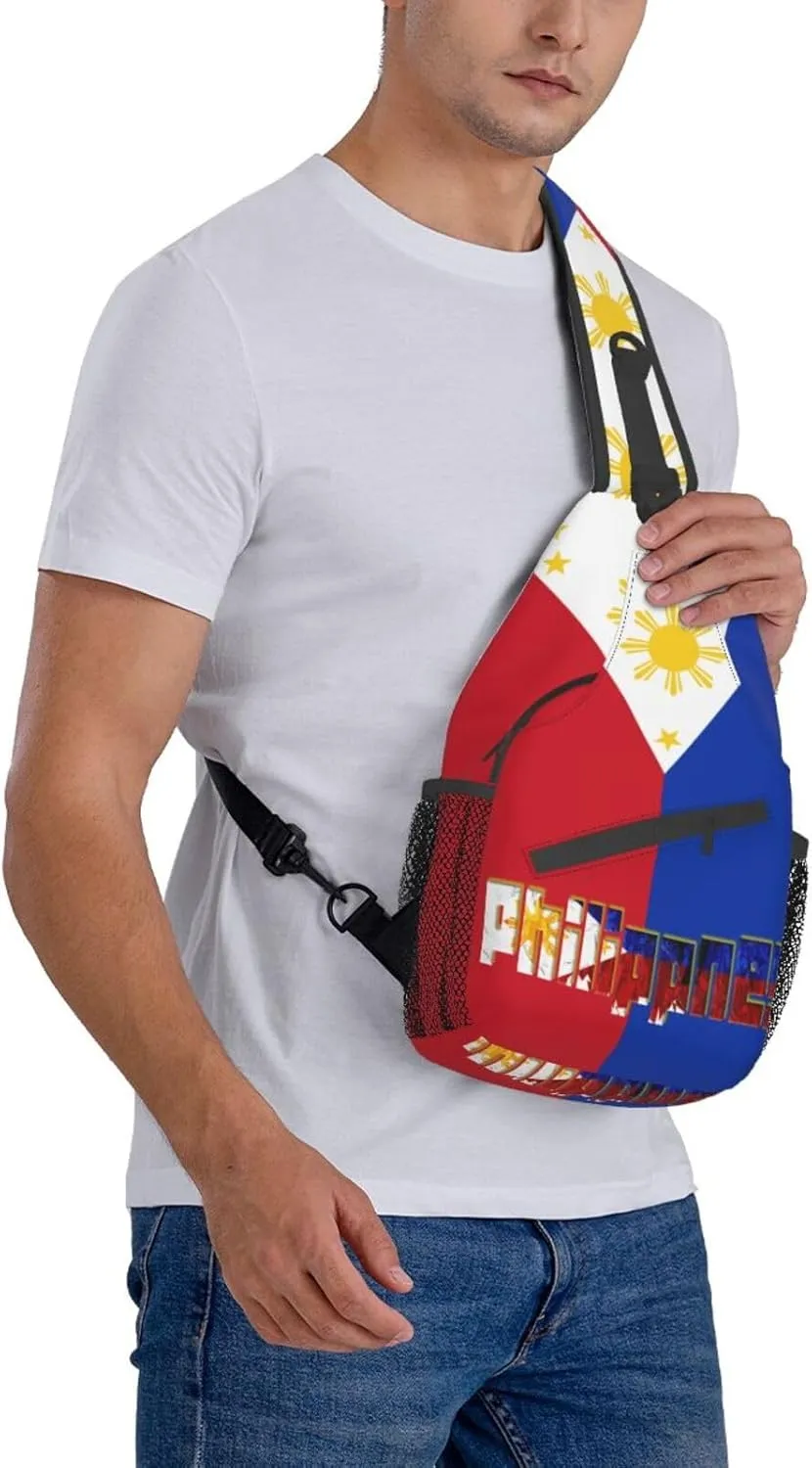 Philippines Flag Crossbody Bag Philippines Shoulder Bag Backpack Filipinos Sling Bag Chest Casual Daypack for Outdoor