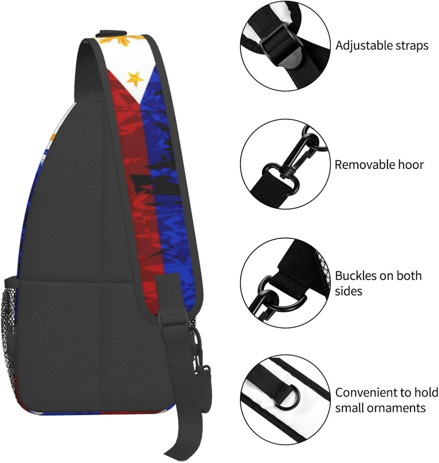 Philippines Flag Crossbody Bag Philippines Shoulder Bag Backpack Filipinos Sling Bag Chest Casual Daypack for Outdoor
