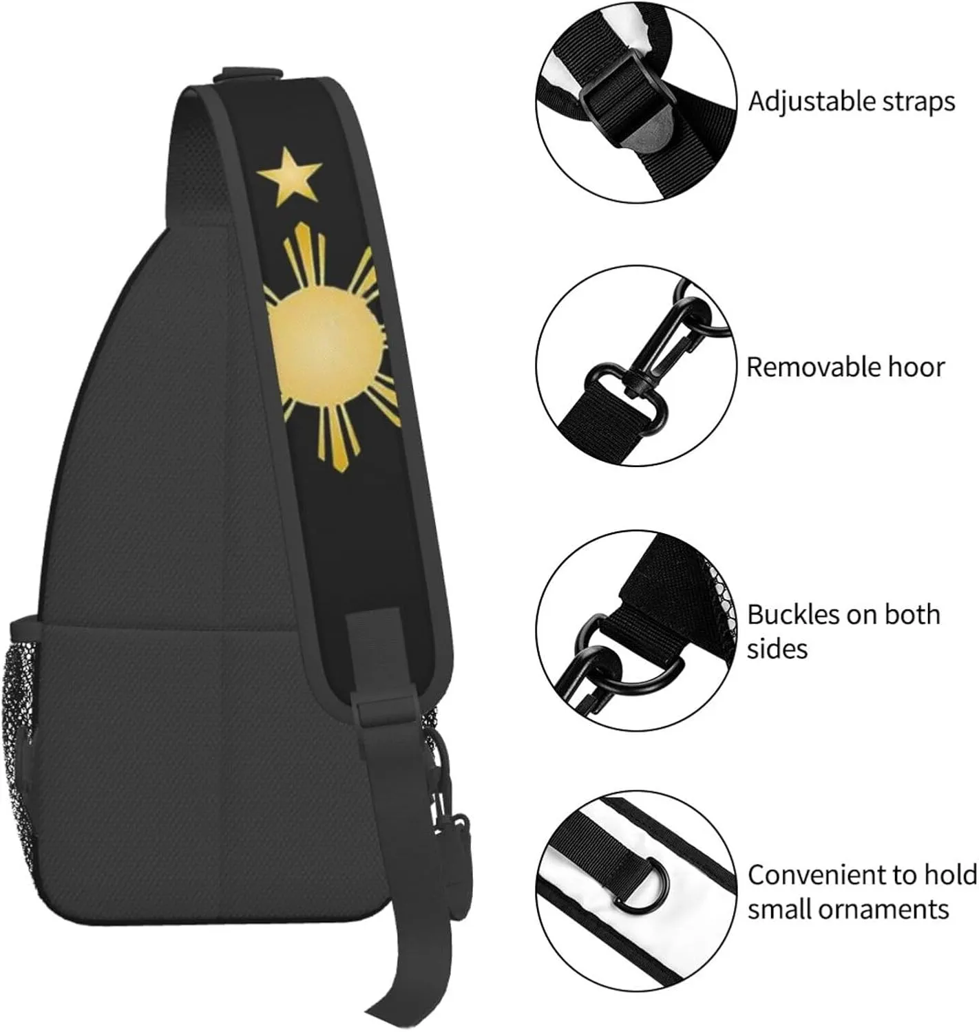 Philippines Flag Crossbody Bag Philippines Shoulder Bag Backpack Filipinos Sling Bag Chest Casual Daypack for Outdoor