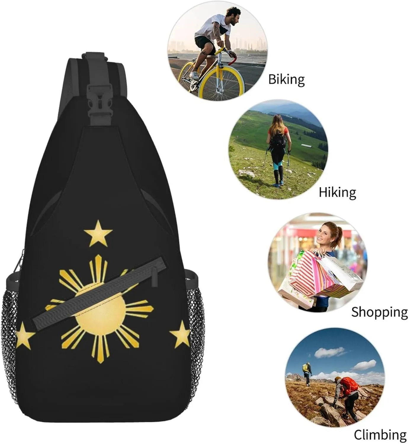 Philippines Flag Crossbody Bag Philippines Shoulder Bag Backpack Filipinos Sling Bag Chest Casual Daypack for Outdoor