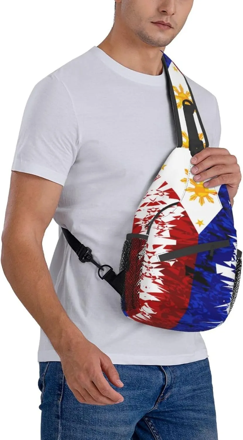 Philippines Flag Crossbody Bag Philippines Shoulder Bag Backpack Filipinos Sling Bag Chest Casual Daypack for Outdoor
