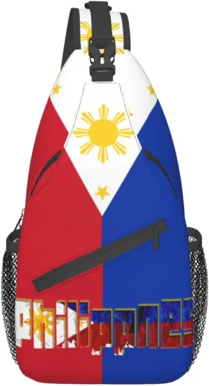 Philippines Flag Crossbody Bag Philippines Shoulder Bag Backpack Filipinos Sling Bag Chest Casual Daypack for Outdoor
