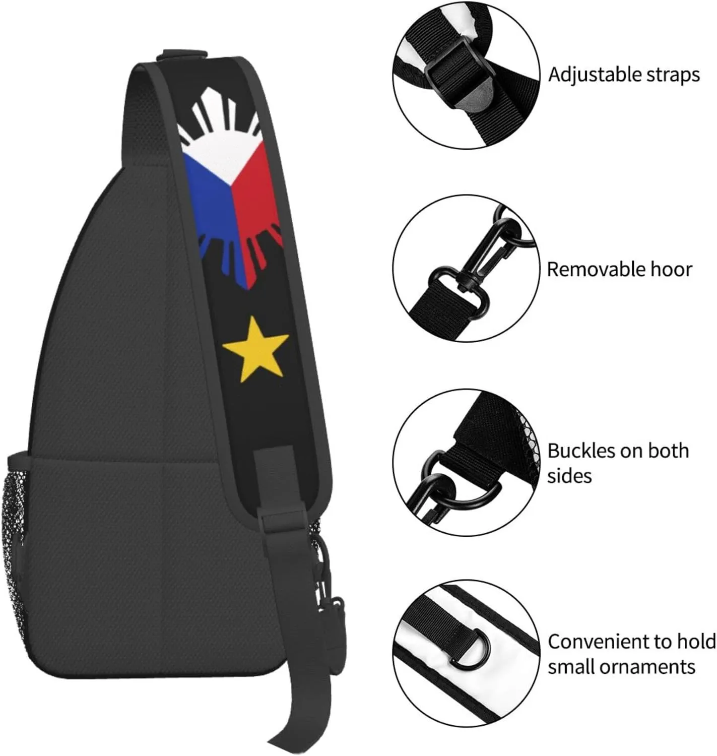 Philippines Flag Crossbody Bag Philippines Shoulder Bag Backpack Filipinos Sling Bag Chest Casual Daypack for Outdoor