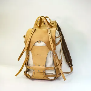 【Physical patterns】Detachable canvas plant tanned leather backpack - retro backpack for travel, camping, hiking, commuting