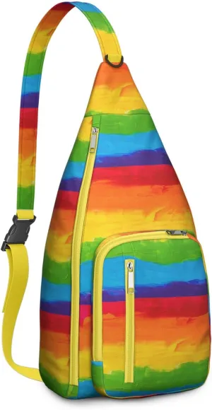 Pigment Rainbow GAY Pride Crossbody Bag Daypack for Women Men Lightweight Waterproof Sling Bag Backpack Hiking Cycling