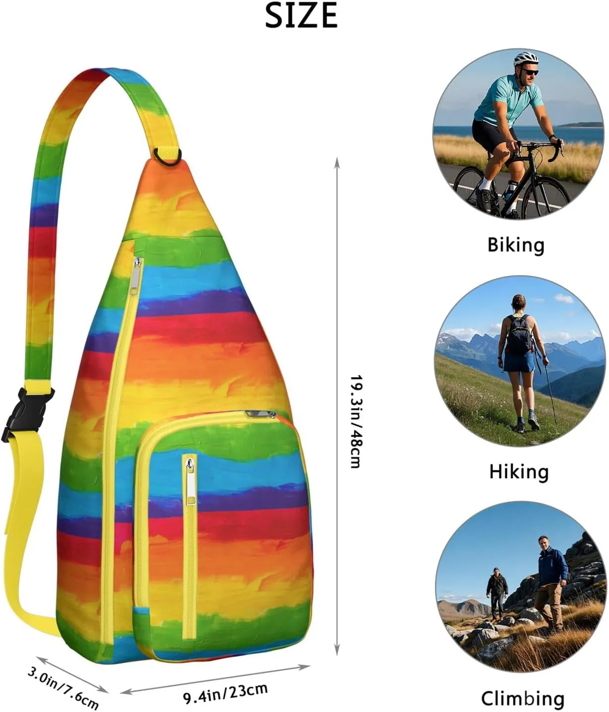 Pigment Rainbow GAY Pride Crossbody Bag Daypack for Women Men Lightweight Waterproof Sling Bag Backpack Hiking Cycling