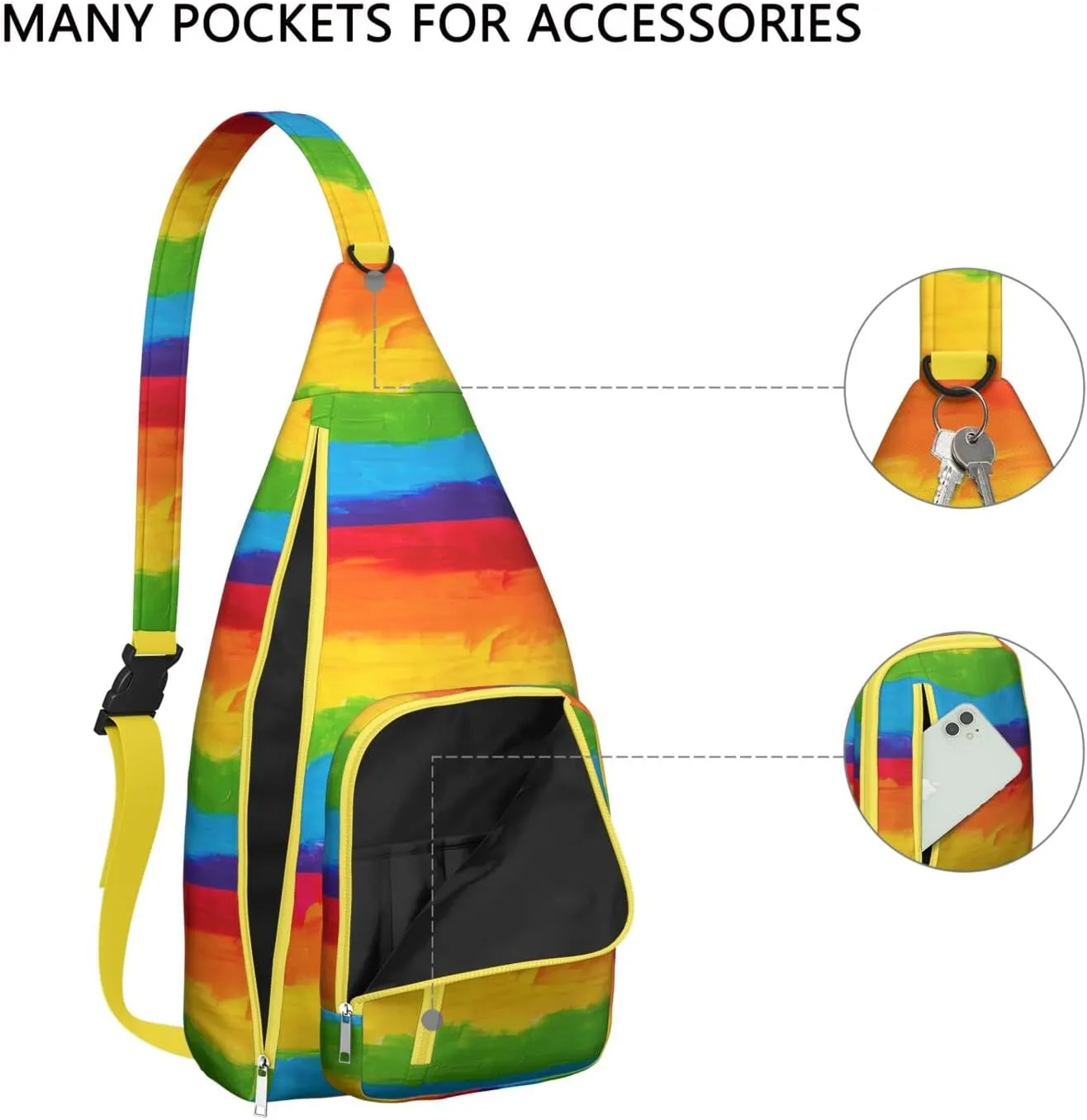 Pigment Rainbow GAY Pride Crossbody Bag Daypack for Women Men Lightweight Waterproof Sling Bag Backpack Hiking Cycling