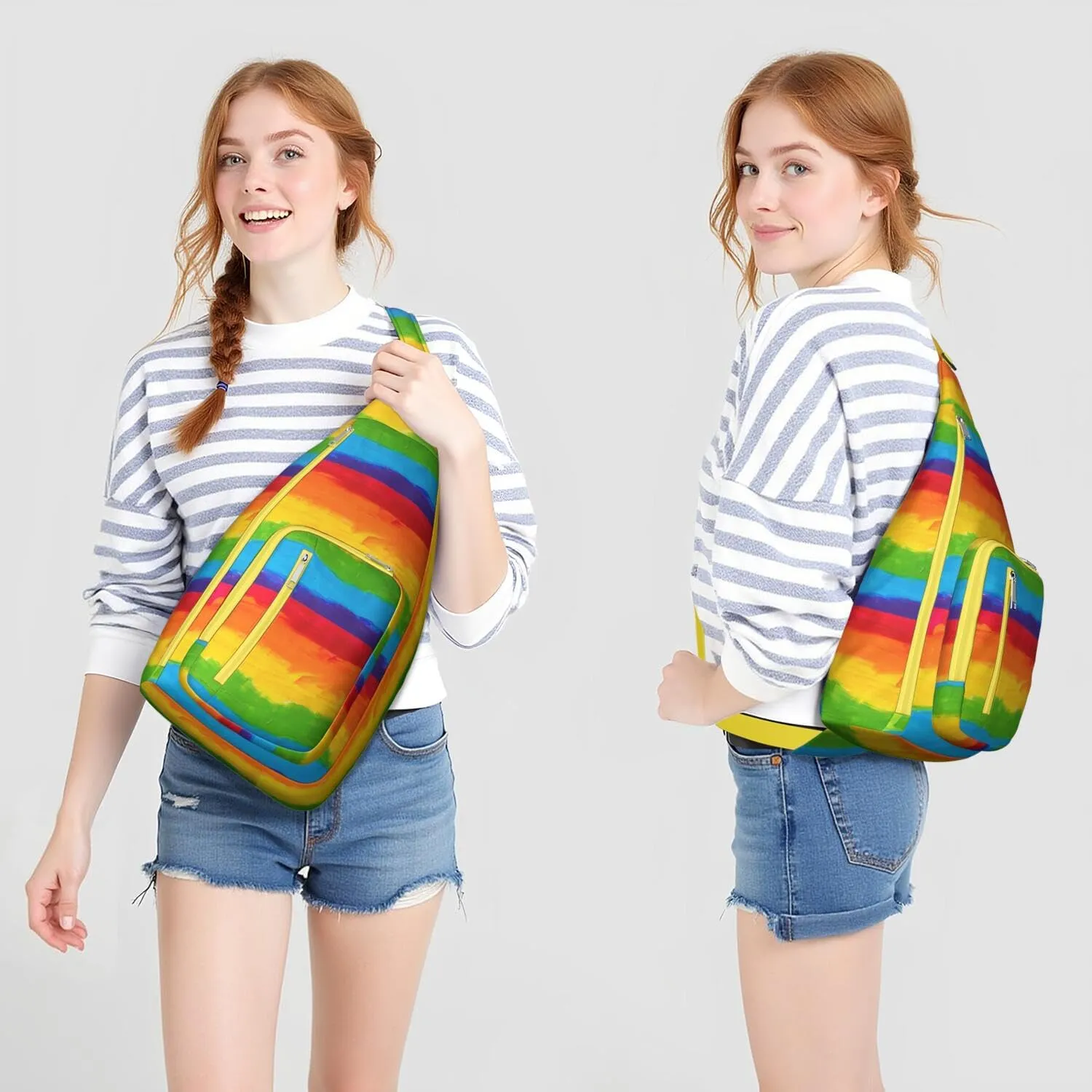 Pigment Rainbow GAY Pride Crossbody Bag Daypack for Women Men Lightweight Waterproof Sling Bag Backpack Hiking Cycling