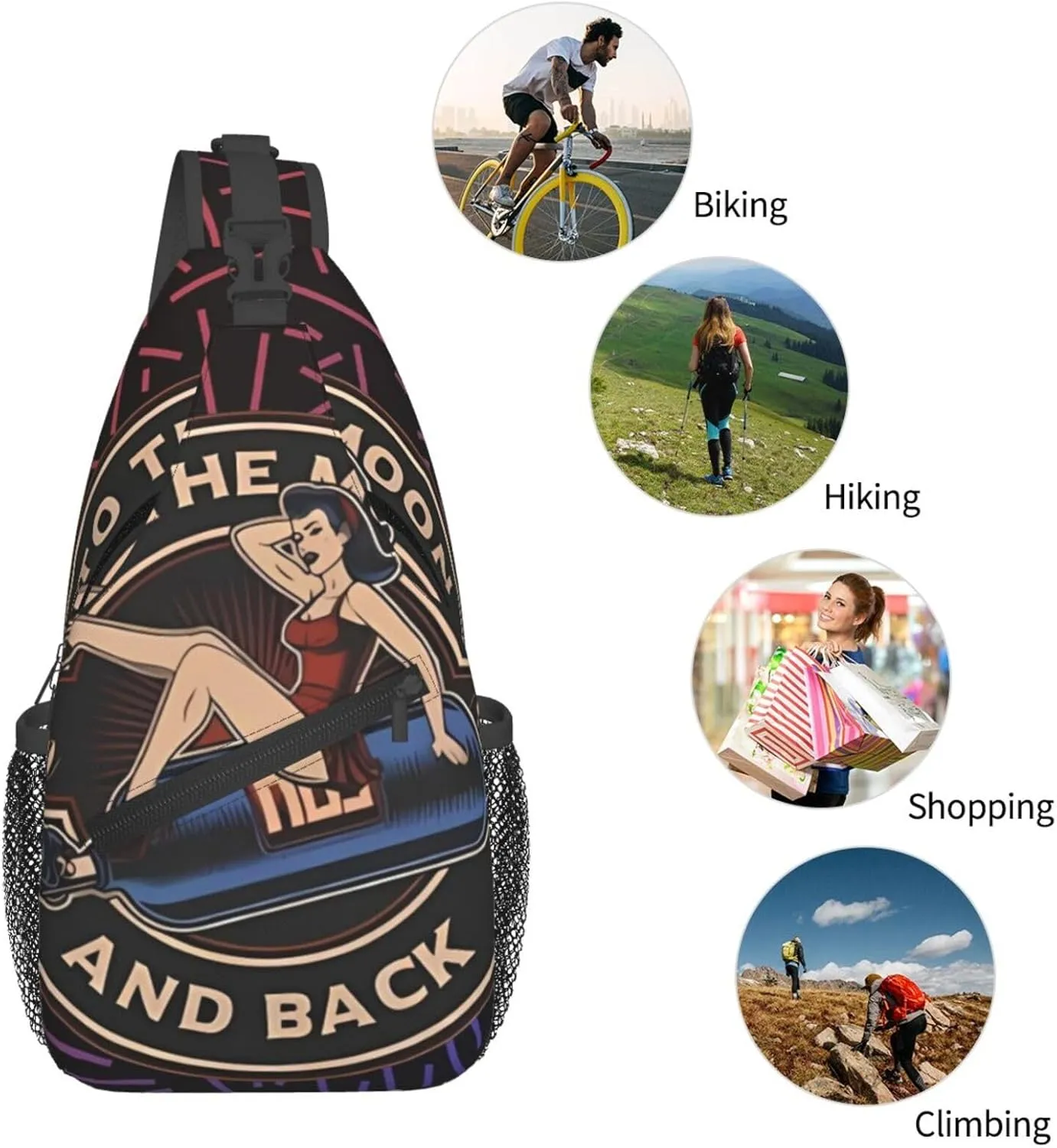 Pin-Up Girl On A Nitrous Oxide Balloon Crossbody For Men Women Sling Chest Bag Shoulder Bag Lightweight One Strap Backpack Hiking Daypack