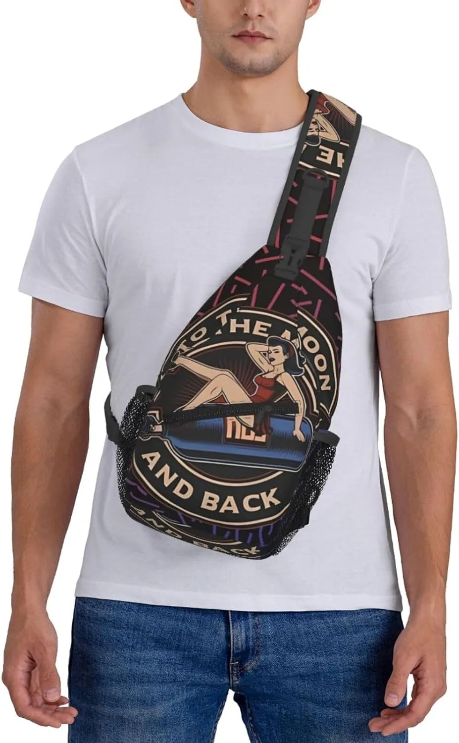 Pin-Up Girl On A Nitrous Oxide Balloon Crossbody For Men Women Sling Chest Bag Shoulder Bag Lightweight One Strap Backpack Hiking Daypack