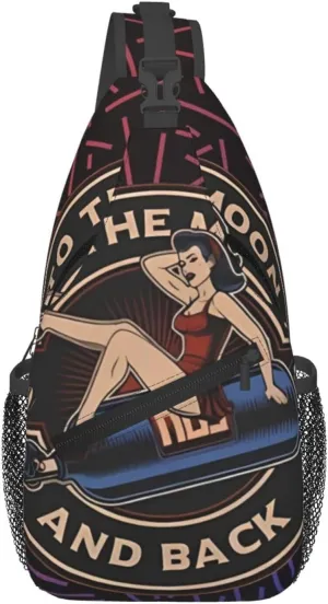 Pin-Up Girl On A Nitrous Oxide Balloon Crossbody For Men Women Sling Chest Bag Shoulder Bag Lightweight One Strap Backpack Hiking Daypack