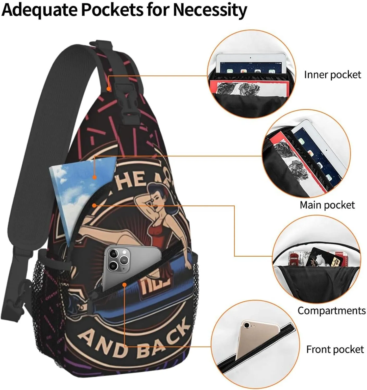 Pin-Up Girl On A Nitrous Oxide Balloon Crossbody For Men Women Sling Chest Bag Shoulder Bag Lightweight One Strap Backpack Hiking Daypack