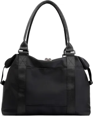 PlasMaller Travel Bag Carry On Sports Gym Duffel Luggage Shoulder Pack for Women (Black) Medium
