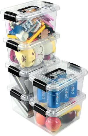 Plastic Storage Bins with Lids 6 Packs, 7 Quart Storage Organizer Bins with Buckle-Up Latches and Handle, Stackable Storage Containers for Home Pantry Office Classroom Organization, Clear