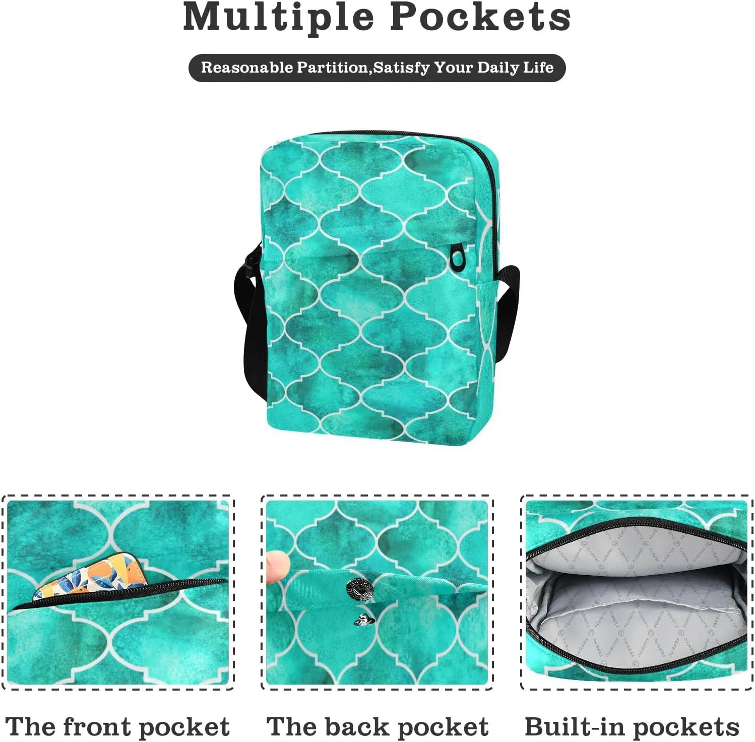Poeticcity Crossbody Phone Bag, Small Messenger Shoulder Bag, Cash Handbag Wallet Purse