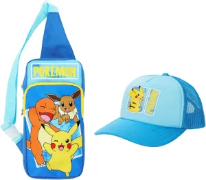 Pokémon Pikachu & Friends 2-Piece Youth Sling Bag & Foam Trucker Hat Set