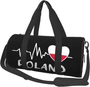 Poland Heartbeat Duffel Bag Gym Bag Travel Sports Tote Large Foldable Beach Swim Yoga4