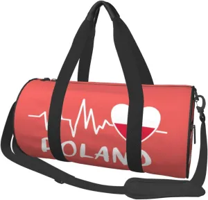 Poland Heartbeat Duffel Bag Gym Bag Travel Sports Tote Large Foldable Beach Swim Yoga5