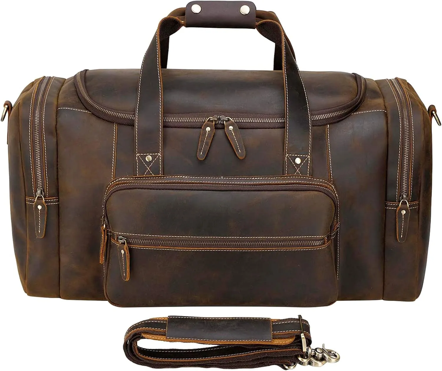 Polare 23" Full Grain Cowhide Leather Gym Duffle Weekender Overnight Travel Duffel Bag For Men 42L